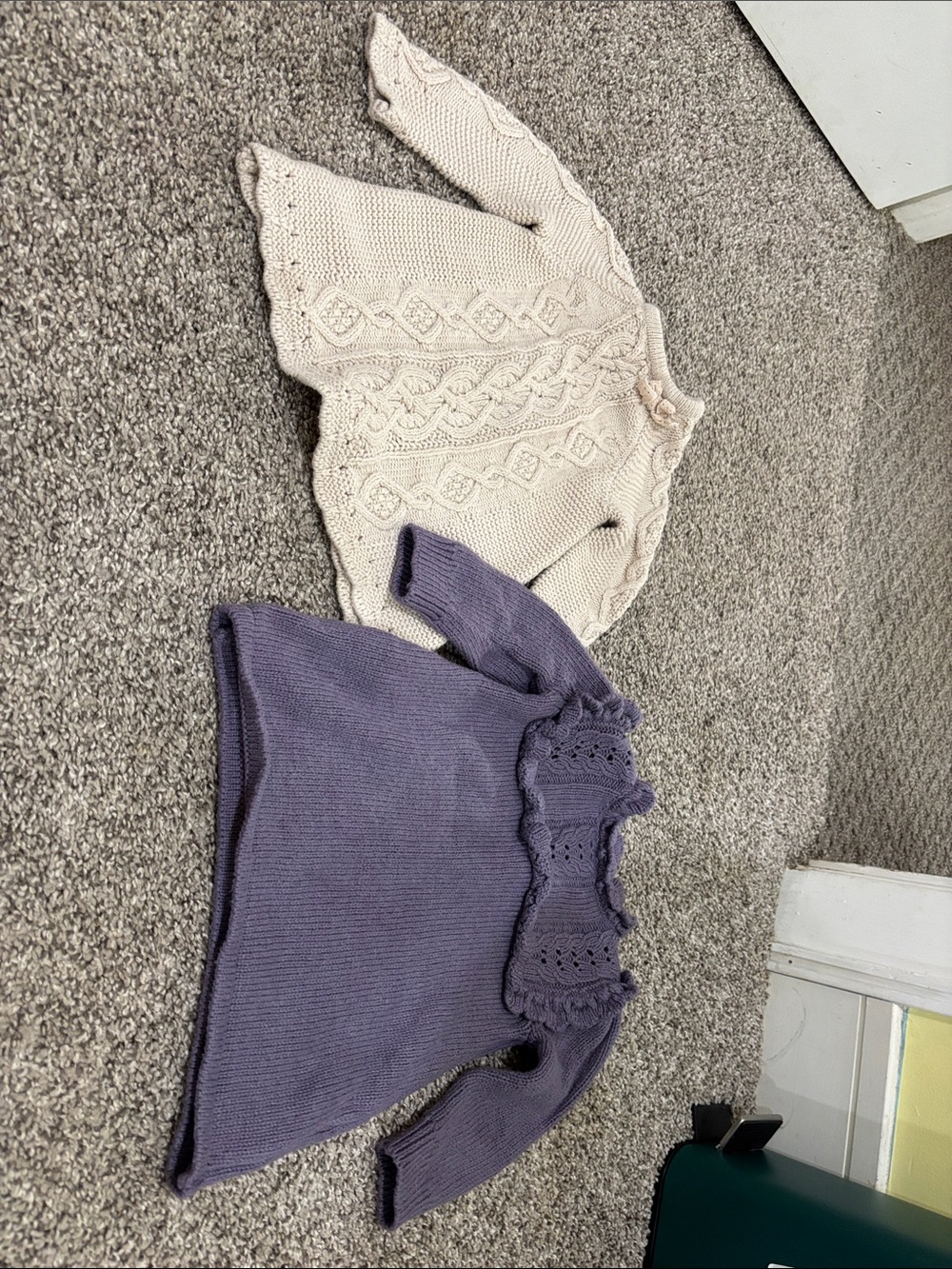 OshKosh B'gosh Purple Knit Dress with Cream Cable-Knit Dress